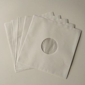 33RPM White Kraft Paper Record Inner Sleeves Polylined With Hole for 12 Vinyl Record