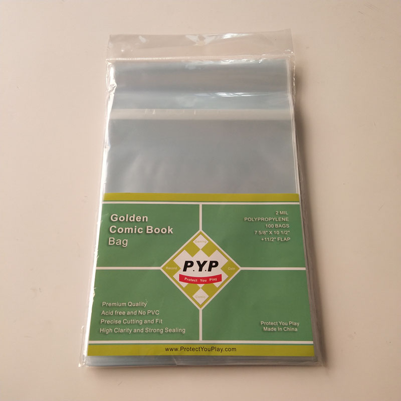 Crystal Clear 2mil Poly Resealable Golden Comic Book Bag